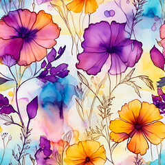 Abstract flowers watercolor background