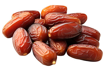 Pile of tasty dry dates isolated on PNG Background. Generative Ai.