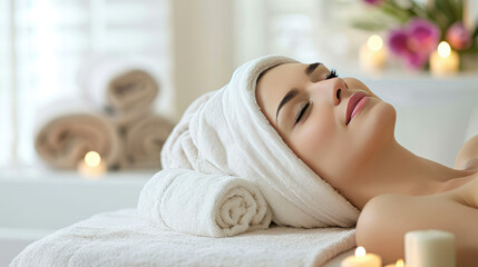 Obraz na płótnie Canvas Woman Getting Facial Massage at Spa, Relaxation, Skincare, Treatment, Rejuvenation, Wellness