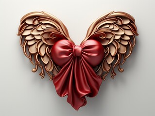 Valentine's day background with heart shaped jewelry made of precious stones  and angel wings.