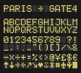 Fototapeta na wymiar Terminal Airport Typography. Font With Letter, Number And Icons