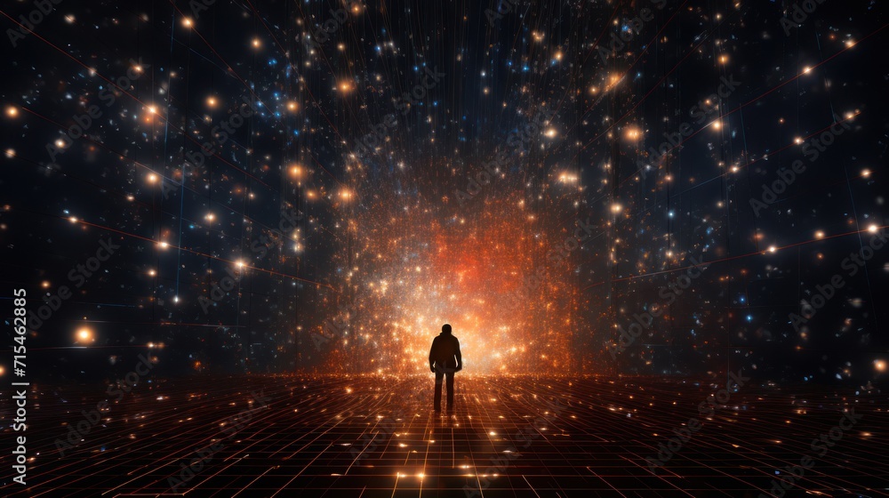 Poster floating particles in the space of new it technologies