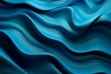 Abstract 3D design with graceful, undulating textures. Enigmatic blue and turquoise backdrop. Generative AI