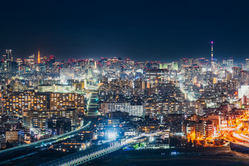 川崎から見る東京の都市夜景【神奈川県・川崎市】　
Illuminated night view of Tokyo - obrazy, fototapety, plakaty
