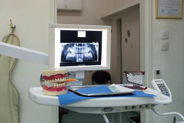 Atmospheric image in a dental clinic with panoramic dental image