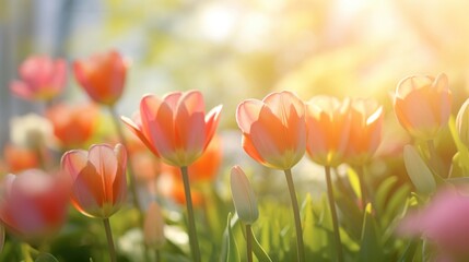 Fototapeta premium Radiant sunlight illuminates the scene, highlighting the allure of spring for promotional brilliance.