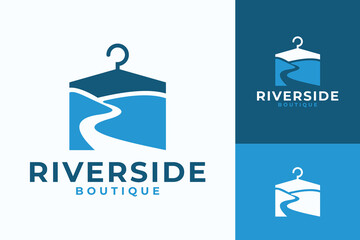 Riverside Boutique Clothing Cloth Store Logo Design - obrazy, fototapety, plakaty