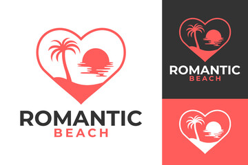 Vector Love Couple Romantic Beach Logo Design