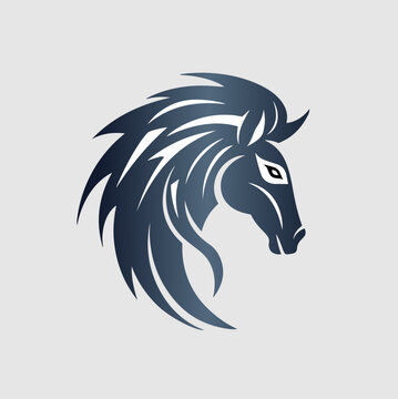 Fire horse head, logo, silhouette,  Kirin