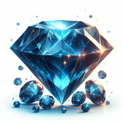 Blue diamond on white background