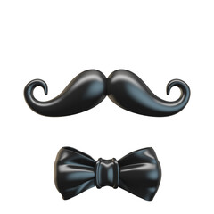 Black mustache with bow tie 3D