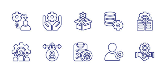 Manager line icon set. Editable stroke. Vector illustration. Containing corporate, data management, responsability, idea, product, opportunity, manager, team, crm, check list.
