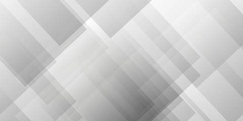 Abstract white and gray background design with layers of textured white transparent material in triangle and squares shapes. White color technology concept geometric line vector background.