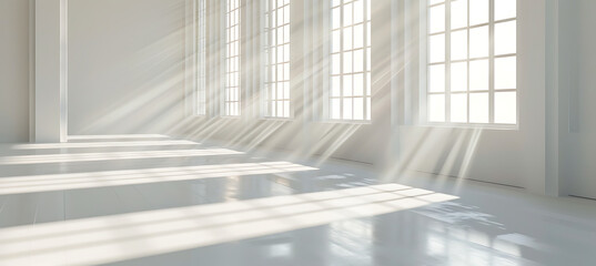 white room sunlight reflections, in the style of minimalist graphic designer, light-filled