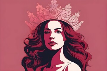 woman with crown illustration, international women's day concept