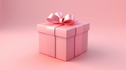 Obraz premium 3d isometric box tied with pink ribbon on pink background