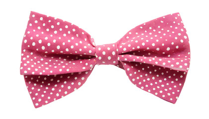 Pink polka doted bow tie isolated on transparent background. Clipping path included.