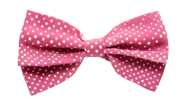 Pink polka doted bow tie isolated on transparent background. Clipping path included. - Powered by Adobe