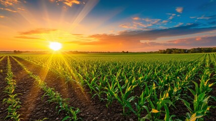 Corn plants in the morning