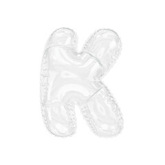 3d illustration transparent glass letter K