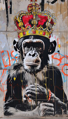 Obraz premium Street Royalty: The Monkey Monarch Mural