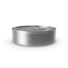 3D Rendering Empty Tin Can For Food, Tin Can Isolated, Storage Template Mockup, Metal Tin Can Mock-up For Advertising