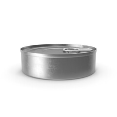 3D Rendering Empty Tin Can For Food, Tin Can Isolated, Storage Template Mockup, Metal Tin Can Mock-up For Advertising