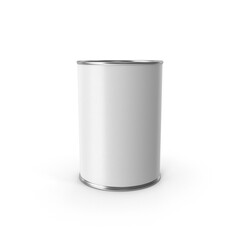 Empty open tin can Ribbed metal tin can, 3D rendering of canned food. Ready for your design. Product packing, open tin can isolated on white background.