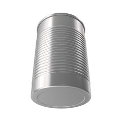 Empty open tin can Ribbed metal tin can, 3D rendering of canned food. Ready for your design. Product packing, open tin can isolated on white background.