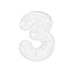 3d illustration transparent glass number 3