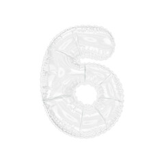 3d illustration transparent glass number 6