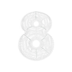 3d illustration transparent glass number 8