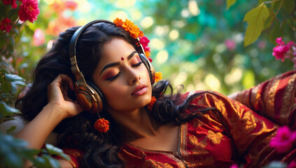 An Indian beauty with her headphones