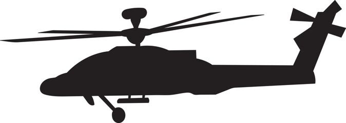 helicopter black silhouette, on white background vector