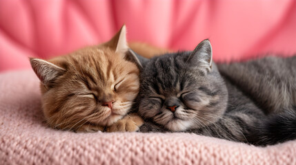 Cute two cats on Valentine's Day