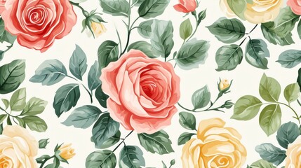 Watercolor of rose on white background