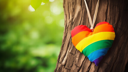 LGBTQ Pride Heart. Heart Shape with LGBT Progress Pride Rainbow Flag - obrazy, fototapety, plakaty