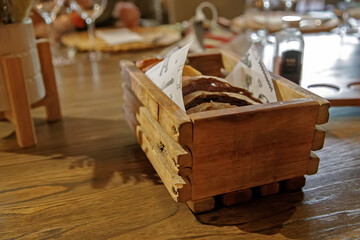 Bread basket on the table