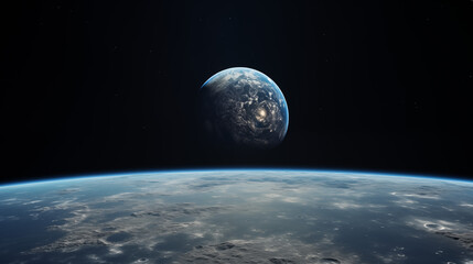 Stunning View of Earth from Space with the Moon in the Background