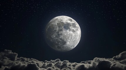 Naklejka na ściany i meble beautiful moon in the clear sky