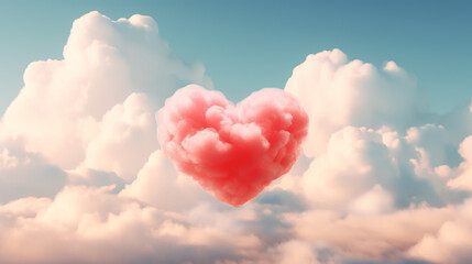 Fototapeta premium Balloon in heart shape on background sky.
