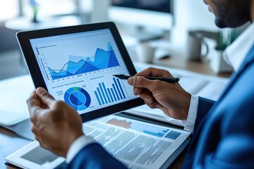 Fototapeta premium Business Financing Accounting Banking Concept, business people analyzing cost graphs on desks at conference room