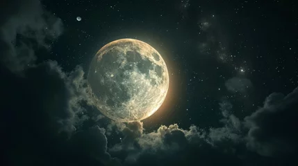 Papier Peint photo Lavable Pleine lune beautiful moon in the clear sky