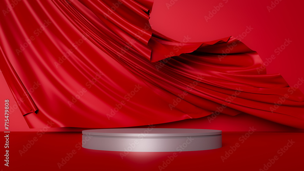 Aufkleber abstract podium concept background with soft cloth,3d rendering