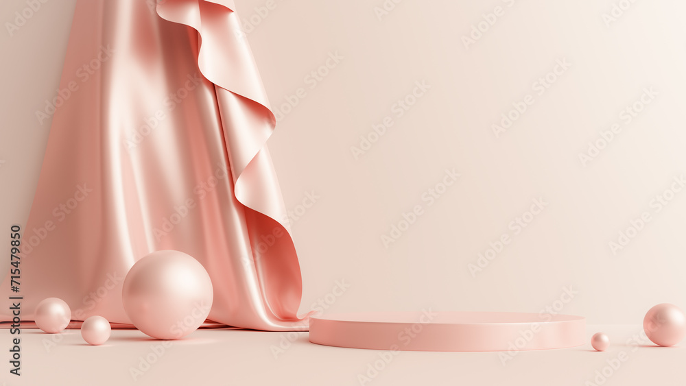 Aufkleber abstract podium concept background with soft cloth,3d rendering