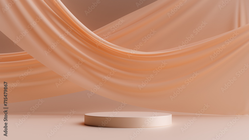 Poster abstract podium concept background with soft cloth,3d rendering