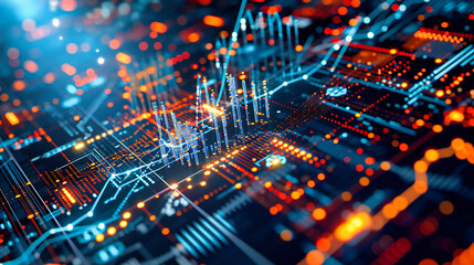 Financial Data Analysis: A digital abstract concept with charts and graphs representing financial growth and business success - obrazy, fototapety, plakaty