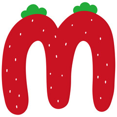 letter m red strawberry