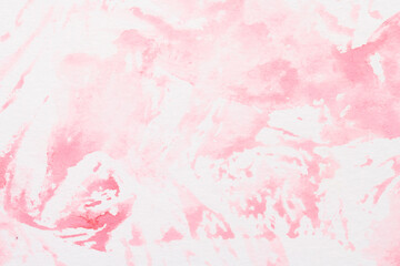 Abstract liquid art background. Pink watercolor translucent blots on white paper