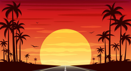 Tropical highway landscape © vectortatu
